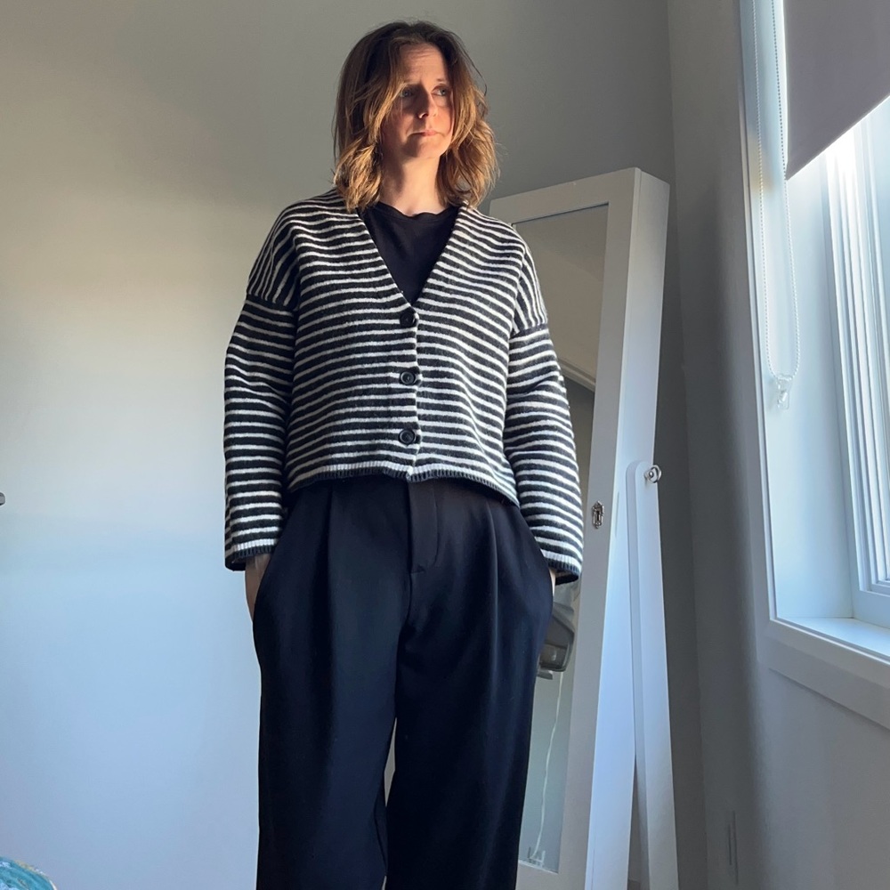 All Saints Marcel Striped Black and White Cardigan